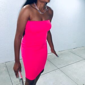 Boohoo Strapless Pink Dress